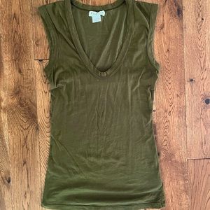 (Anthropologie) Dark Green Deep Scoop Top - Velvet by Graham and Spencer